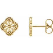 14K Yellow Vintage-Inspired Clover Earrings-