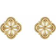 14K Yellow Vintage-Inspired Clover Earrings-