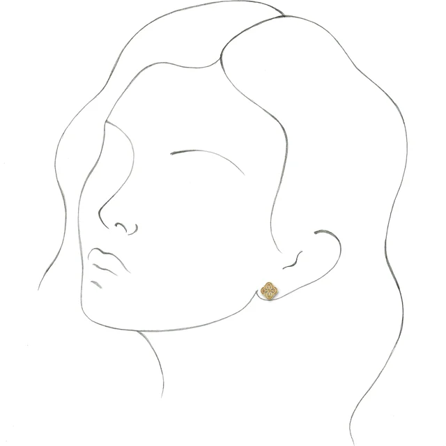 14K Yellow Vintage-Inspired Clover Earrings-