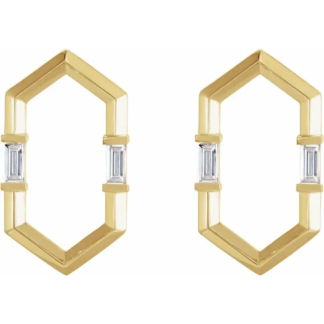 14K Yellow 1/3 CTW Diamond Geometric Earrings-