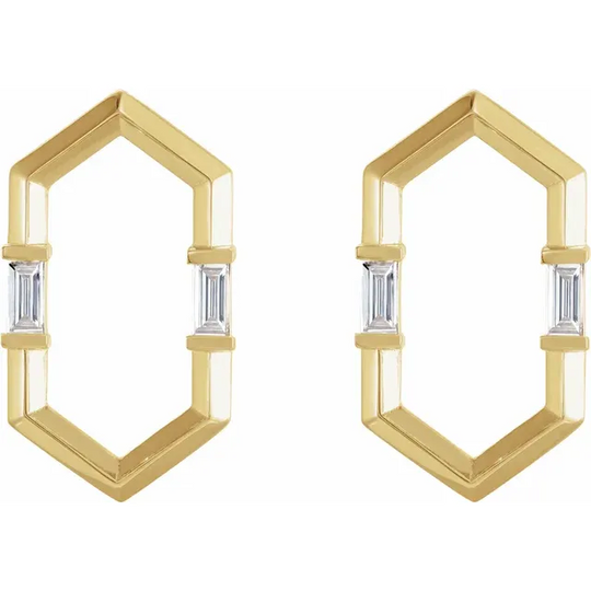 14K Yellow 1/3 CTW Diamond Geometric Earrings