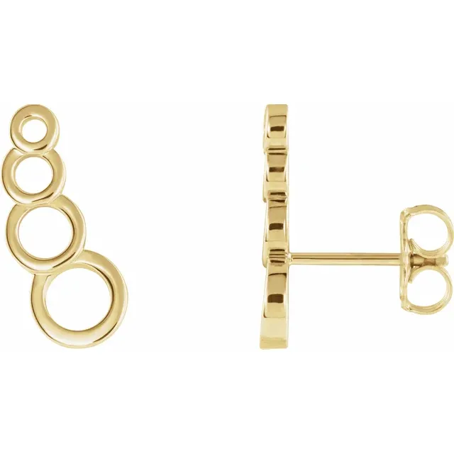 14K Yellow Geometric Ear Climbers-