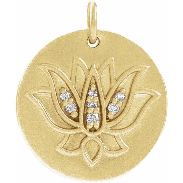 14K Yellow .025 CTW Diamond Lotus Pendant-