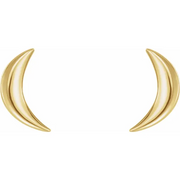 14K Yellow Crescent Moon Earrings-