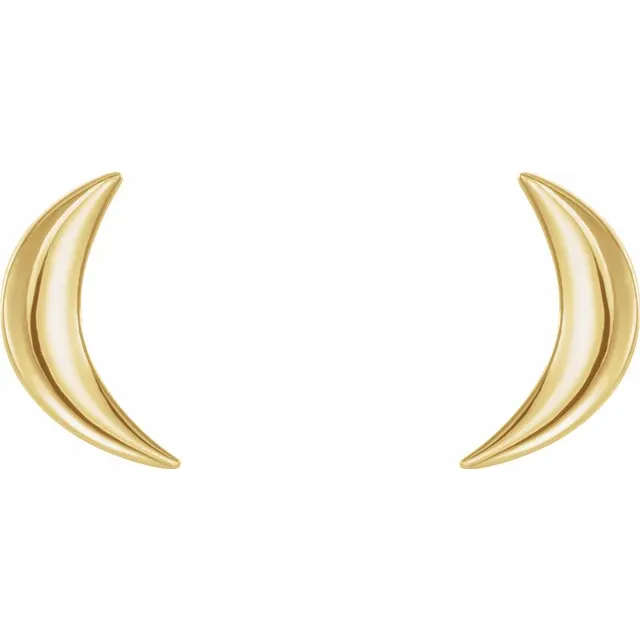 14K Yellow Crescent Moon Earrings-