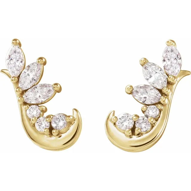 14K Yellow 1/4 CTW Diamond Earring Climbers-