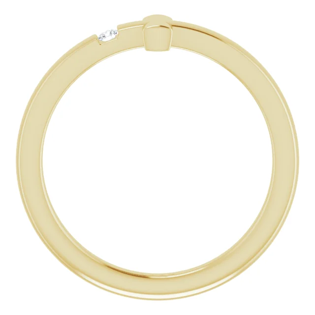 14K Yellow Youth Diamond Sideways Cross Ring-