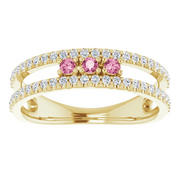 14K Yellow Pink Tourmaline & 1/4 CTW Diamond Ring-