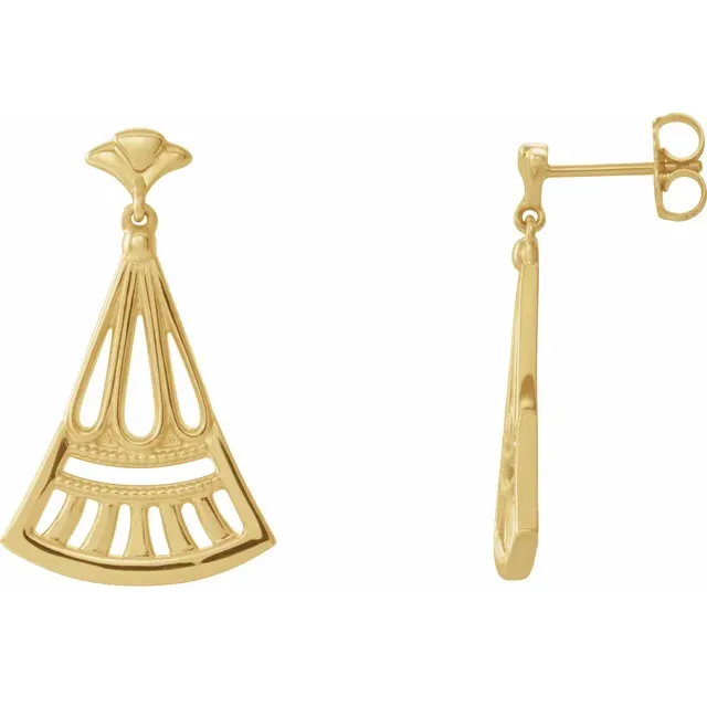 14K Yellow Vintage-Inspired Dangle Earrings-