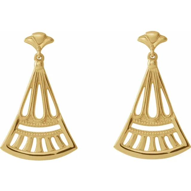14K Yellow Vintage-Inspired Dangle Earrings-
