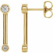 14K Yellow 1/5 CTW Diamond Bezel-Set Bar Earrings-