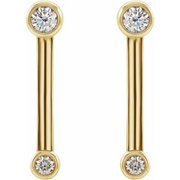 14K Yellow 1/5 CTW Diamond Bezel-Set Bar Earrings-
