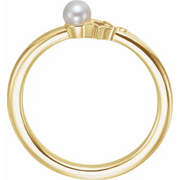 14K Yellow Freshwater Cultured Pearl Youth Double Star Ring-3.00(standard approximate size)-