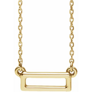 14K Yellow Rectangle Bar 16-18" Necklace-
