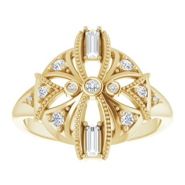 14K Yellow 1/4 CTW Diamond Vintage-Inspired Ring-