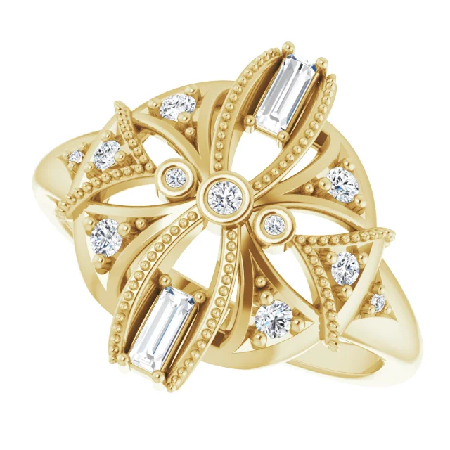 14K Yellow 1/4 CTW Diamond Vintage-Inspired Ring-