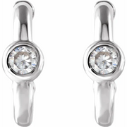 14K White 2.5 mm Round Forever One Moissanite Hoop Earrings-