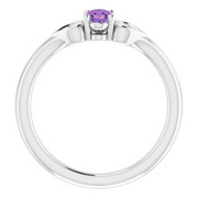 14K White 5x3 mm Oval Amethyst Youth Heart Ring-3-