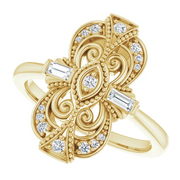 14K Yellow 1/6 CTW Diamond Vintage-Inspired Ring-