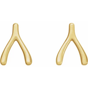 14K Yellow Wishbone Earrings-