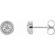 14K White 3 mm Round Forever One Moissanite Rope Earrings-