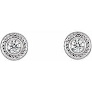 14K White 3 mm Round Forever One Moissanite Rope Earrings-
