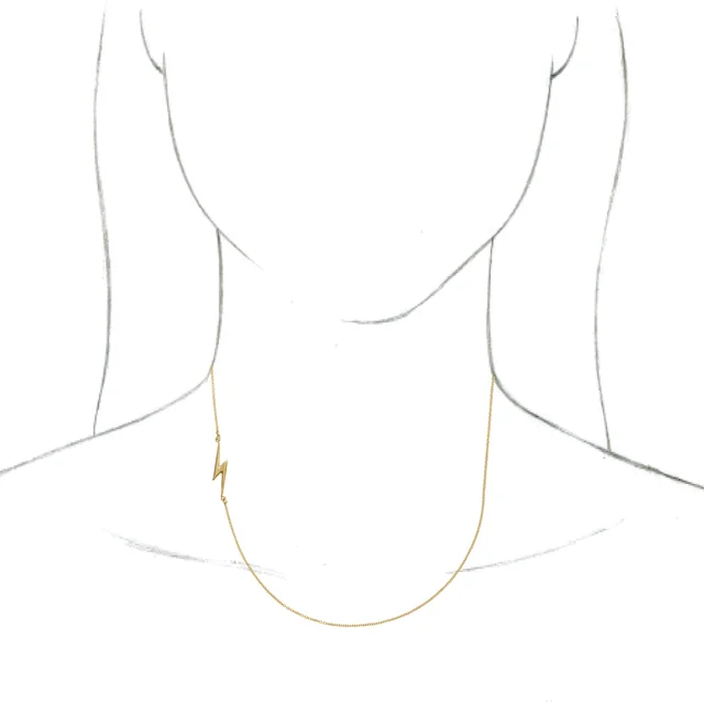 14K Yellow Lightning Bolt 16" Necklace-