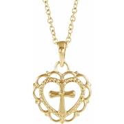 14K Yellow Youth Heart with 16-18" Necklace-