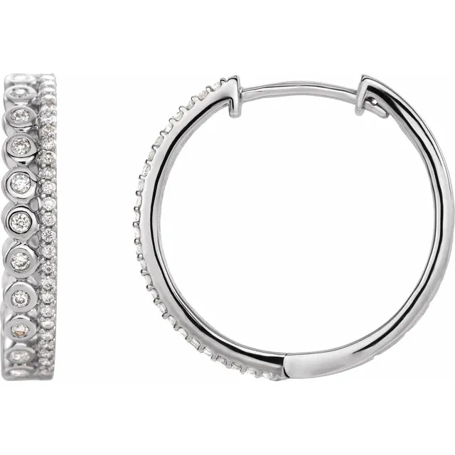 14K White 1/3 CTW Diamond Geometric Hoop Earrings-