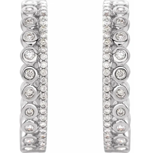 14K White 1/3 CTW Diamond Geometric Hoop Earrings-