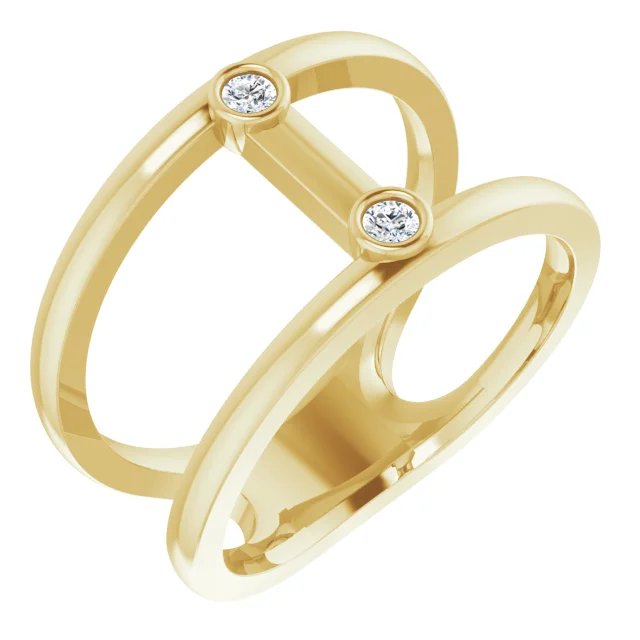 14K Yellow .06 CTW Diamond Two-Stone Negative Space Ring-7.00 (approximate standard size)-