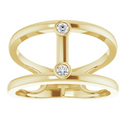 14K Yellow .06 CTW Diamond Two-Stone Negative Space Ring-7.00 (approximate standard size)-