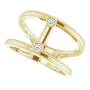 14K Yellow .06 CTW Diamond Two-Stone Negative Space Ring-7.00 (approximate standard size)-