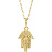 14K Yellow Hamsa 16-18" Necklace-