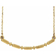 14K Yellow Beaded Bar 16-18" Necklace-