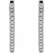 14K White 5/8 CTW Diamond Heart Hoop Earrings-