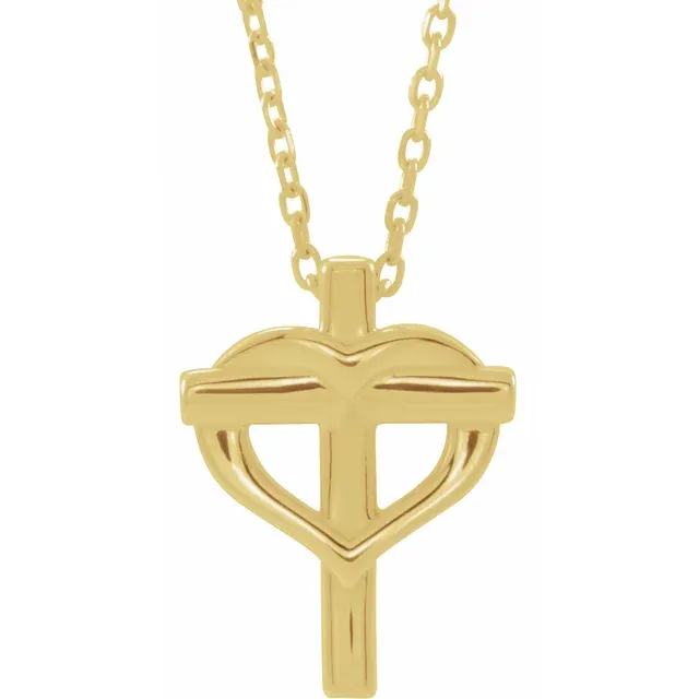 14K Yellow Youth Heart 15" Necklace-