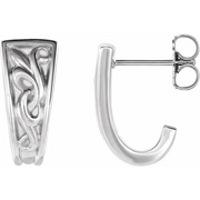 14K Yellow Vintage-Inspired J-Hoop Earrings-