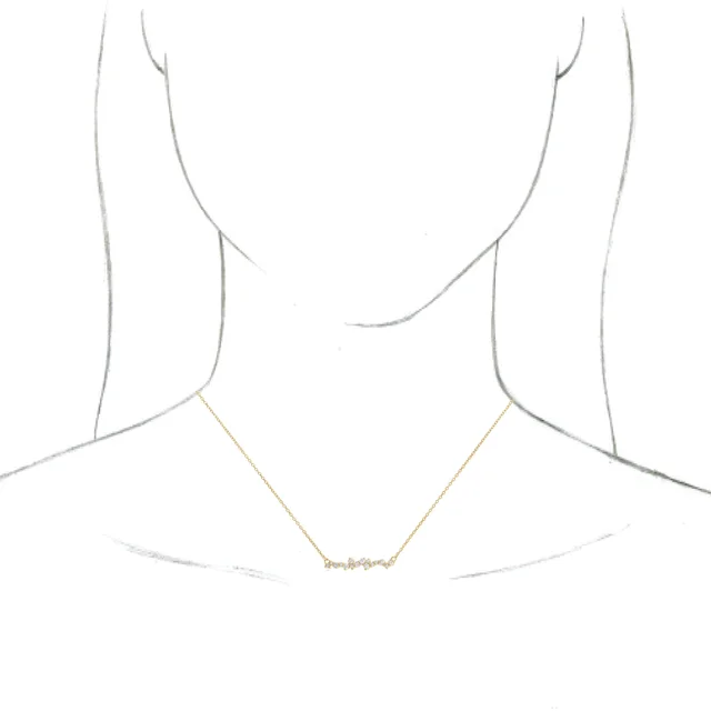 14K Yellow 1/3 CTW Diamond Scattered Bar 16" Necklace-