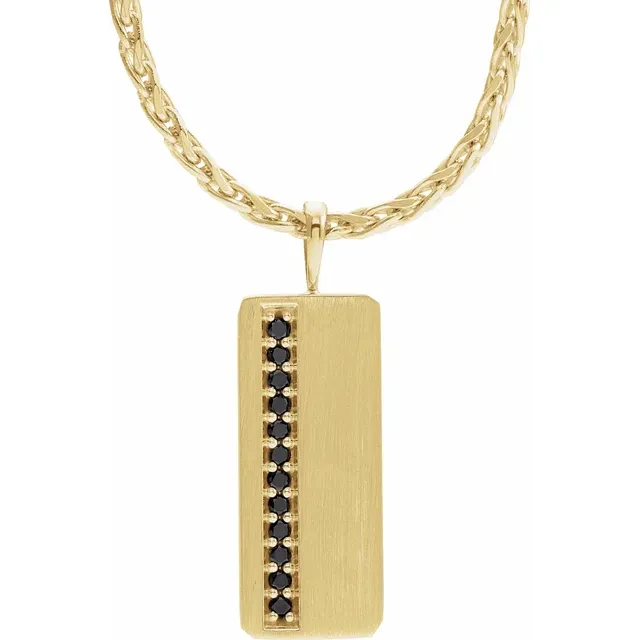 14K Yellow 1/5 CTW Black Diamond Geometric 24" Necklace-