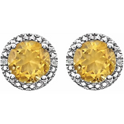 Sterling Silver Citrine & .01 CTW Diamond Earrings-