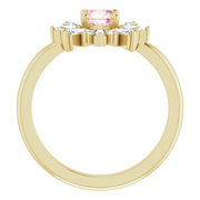 14K Yellow 5 mm Round Pink Morganite & 3/8 CTW Diamond Ring-
