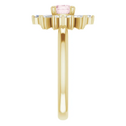 14K Yellow 5 mm Round Pink Morganite & 3/8 CTW Diamond Ring-