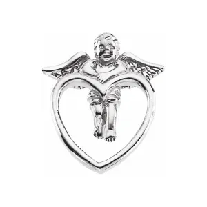 Sterling Silver 16.5x14.5 mm Cherub Lapel Pin-