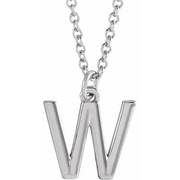 14K White Initial W Dangle 18" Necklace-