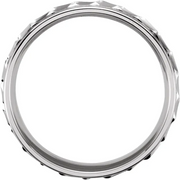 14K White 6.75 mm Ridged Band with Milgrain Size 8-