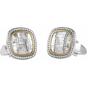 Sterling Silver & 14K Yellow 1/2 CTW Diamond Alligator Print Cuff Links-
