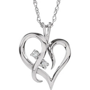 14K White .03 CTW Diamond Heart 18" Necklace-
