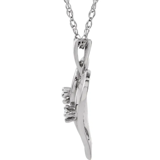 14K White .03 CTW Diamond Heart 18" Necklace-