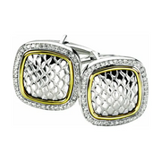 Sterling Silver & 14K Yellow 1/2 CTW Diamond Snake Print Cuff Links-